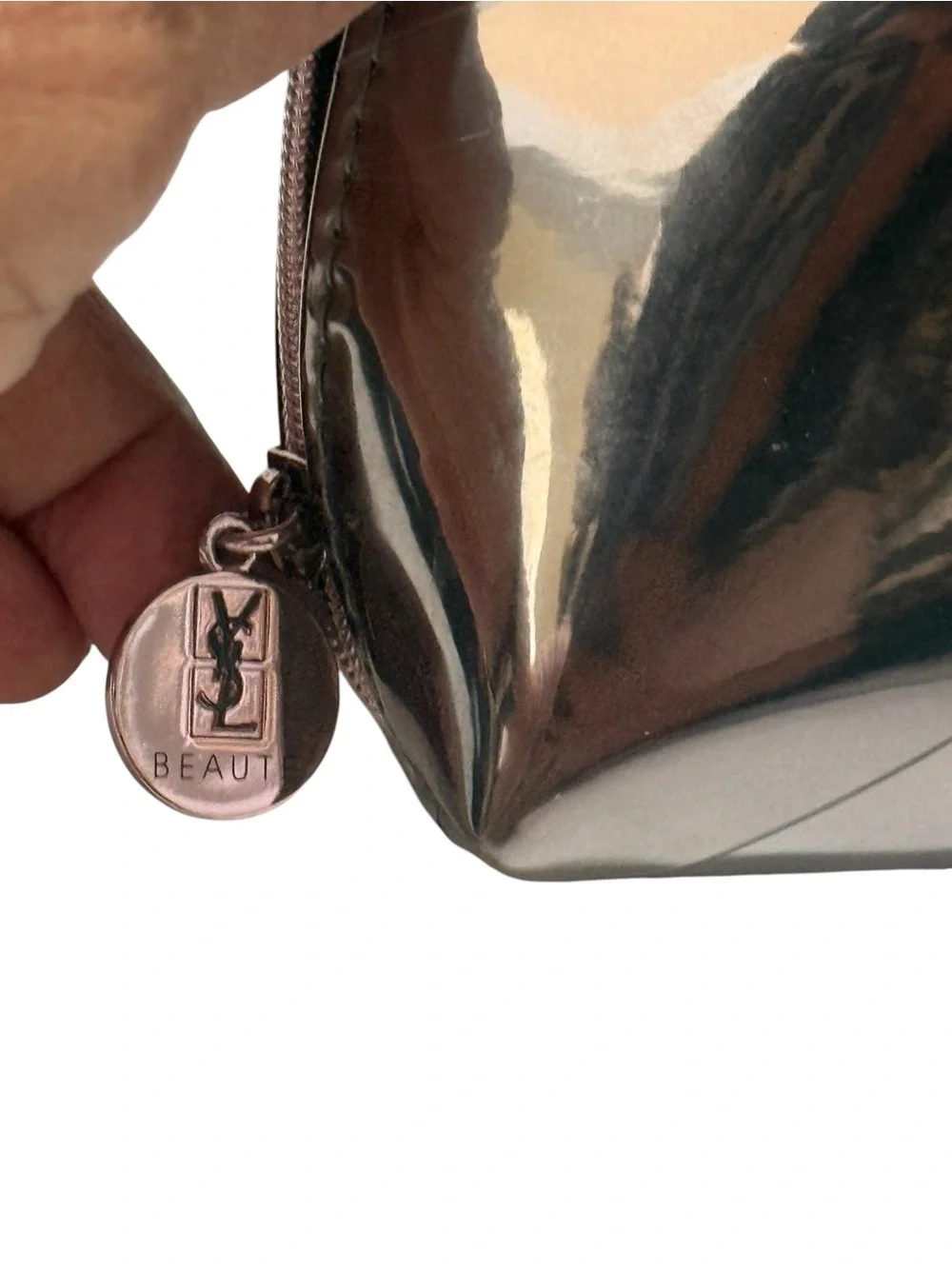 Yves Saint Laurent Metallic Gunmetal Cosmetic Pouch